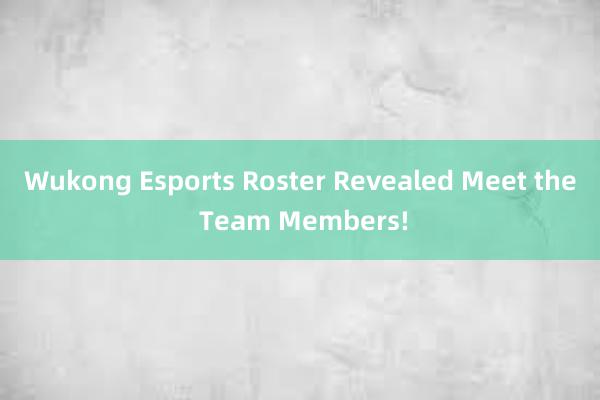 Wukong Esports Roster Revealed Meet the Team Members!